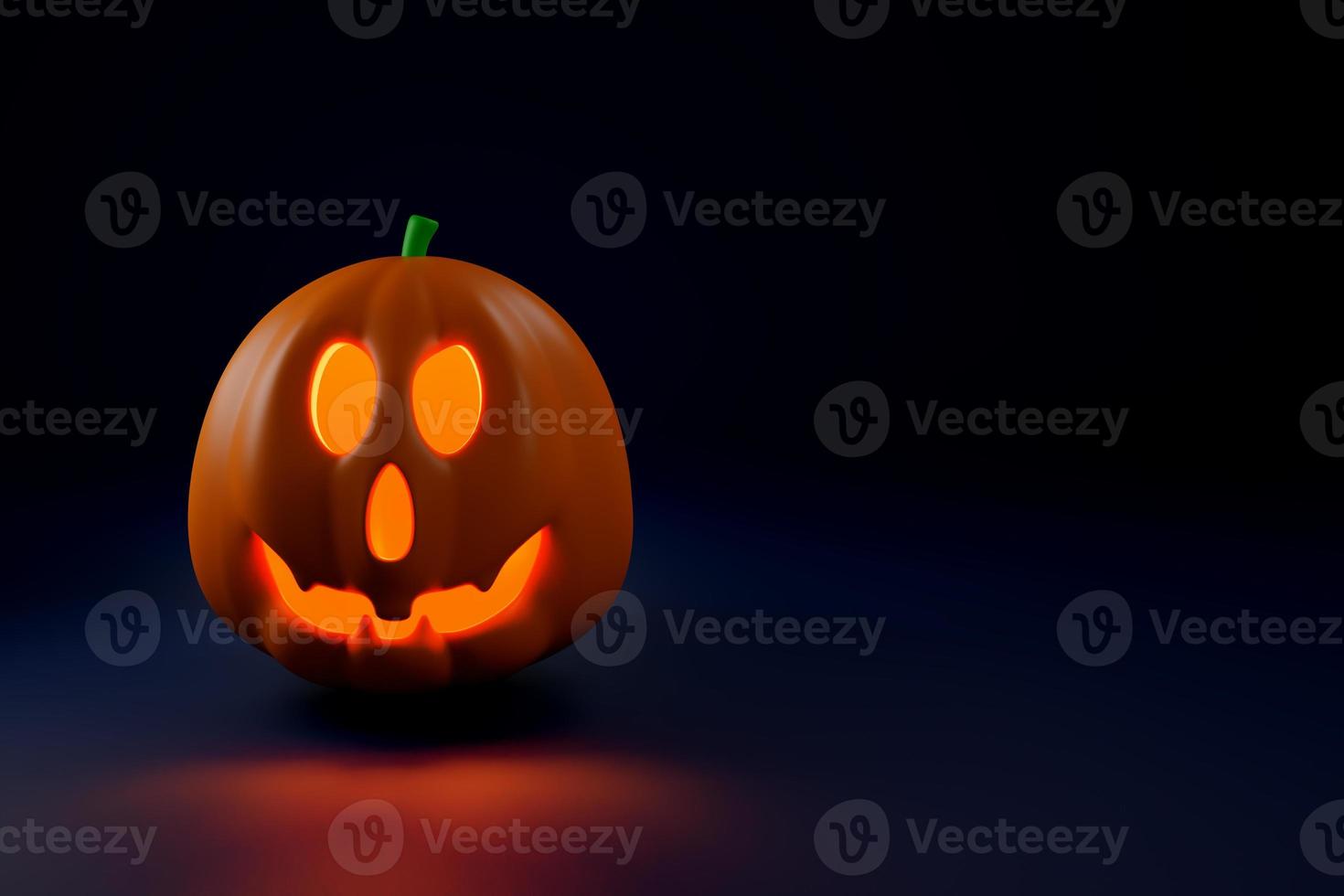 Scared Jack O Lantern and candle light in pumpkin for happy halloween ,Concept 3d illustration or 3d render photo