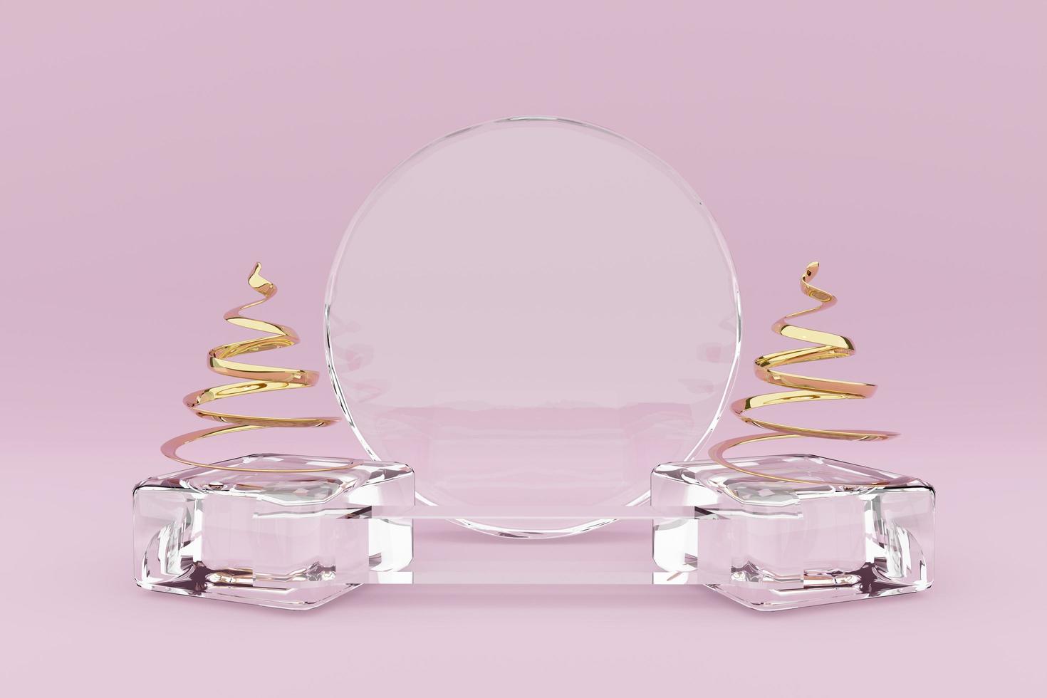 Podium with geometric shapes in pink composition ,Concept 3d illustration or 3d render photo