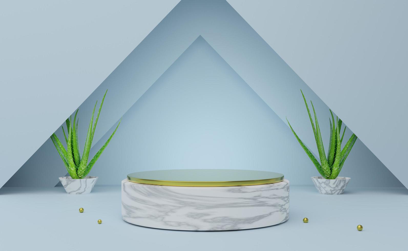 Podium empty with geometric shapes  in sky blue pastel composition for modern stage display and minimalist mockup ,abstract showcase background ,Concept 3d illustration or 3d render photo