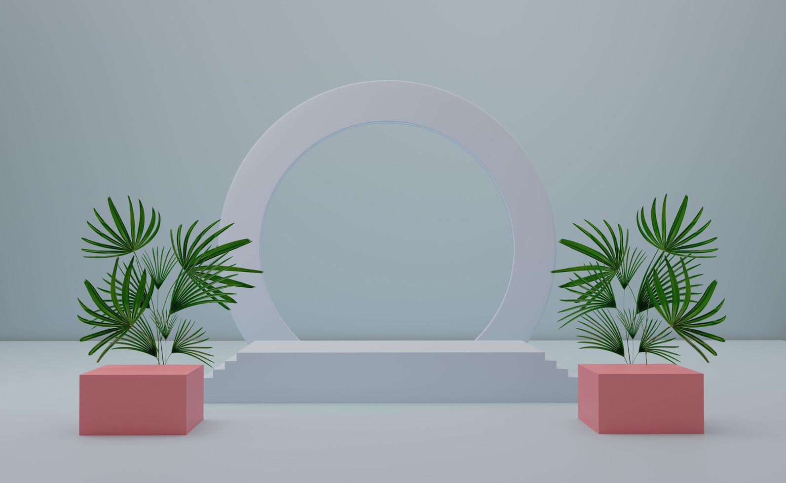 Podium empty with geometric shapes in gray pastel composition for modern stage display and minimalist mockup ,abstract showcase background ,Concept 3d illustration or 3d render photo