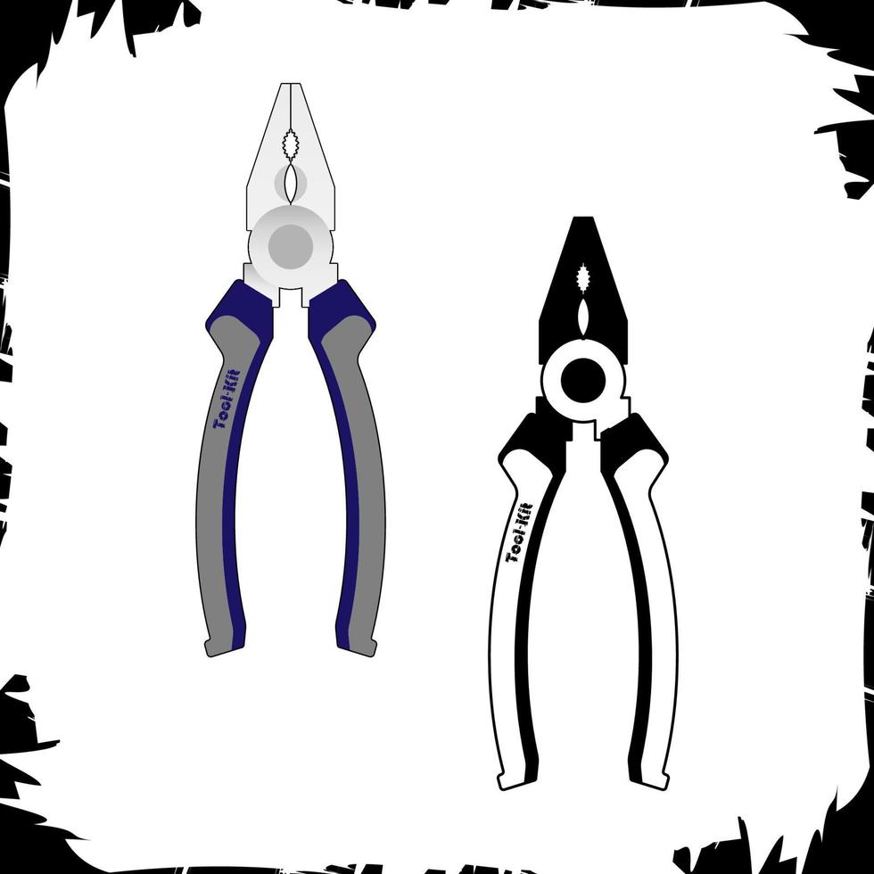 Vector illustration objects Combination plier hand tool kit