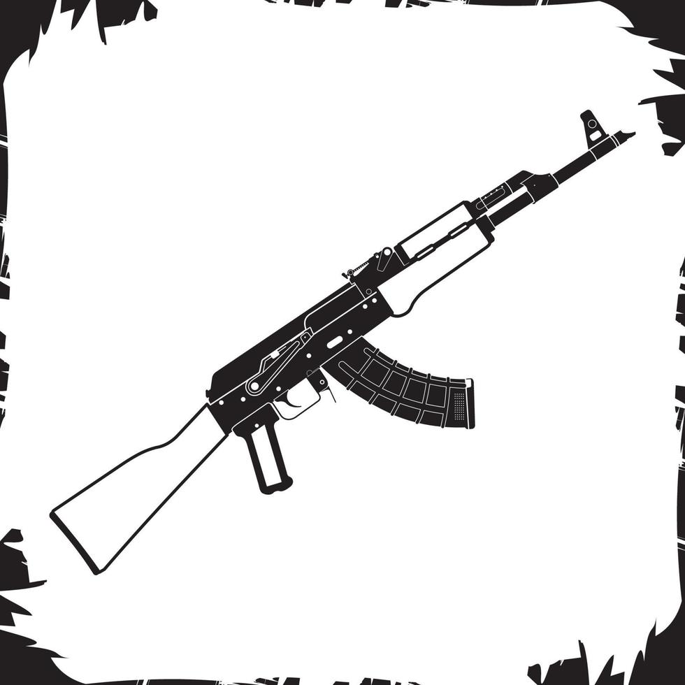 ilustración de objetos vectoriales arma rifle ak 47 vector