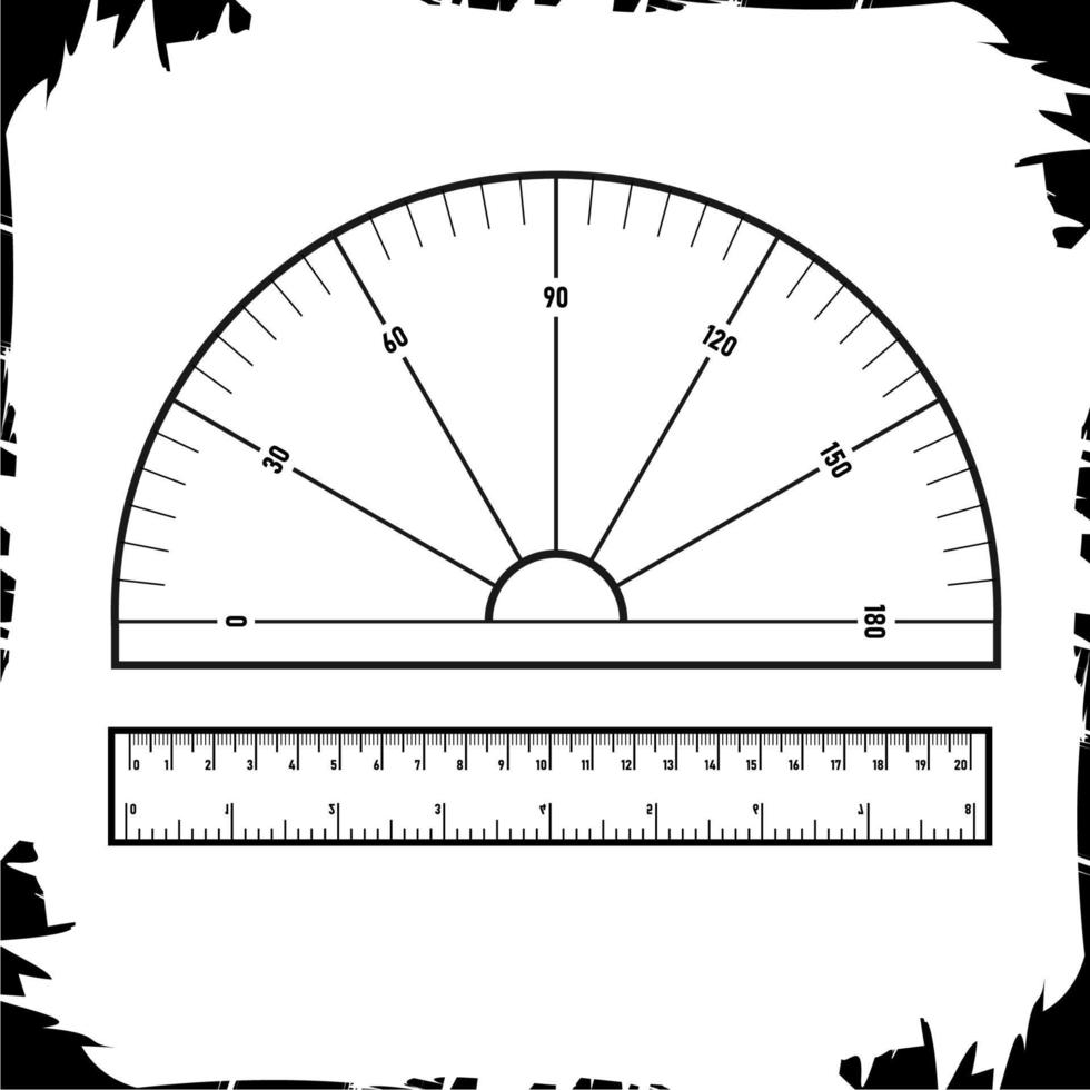 Vector illustration objects measuring tool ruler and protractor