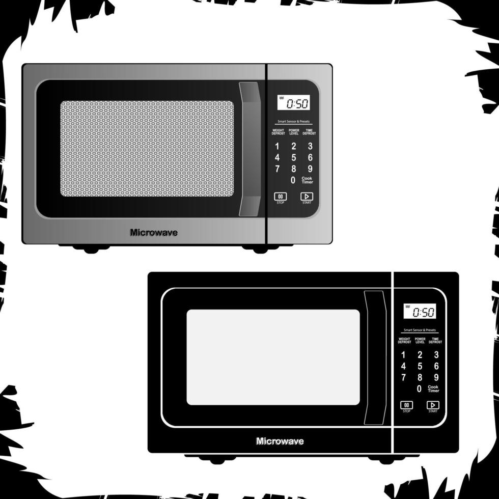 Vector illustration objects electronic Microwave and Oven grey