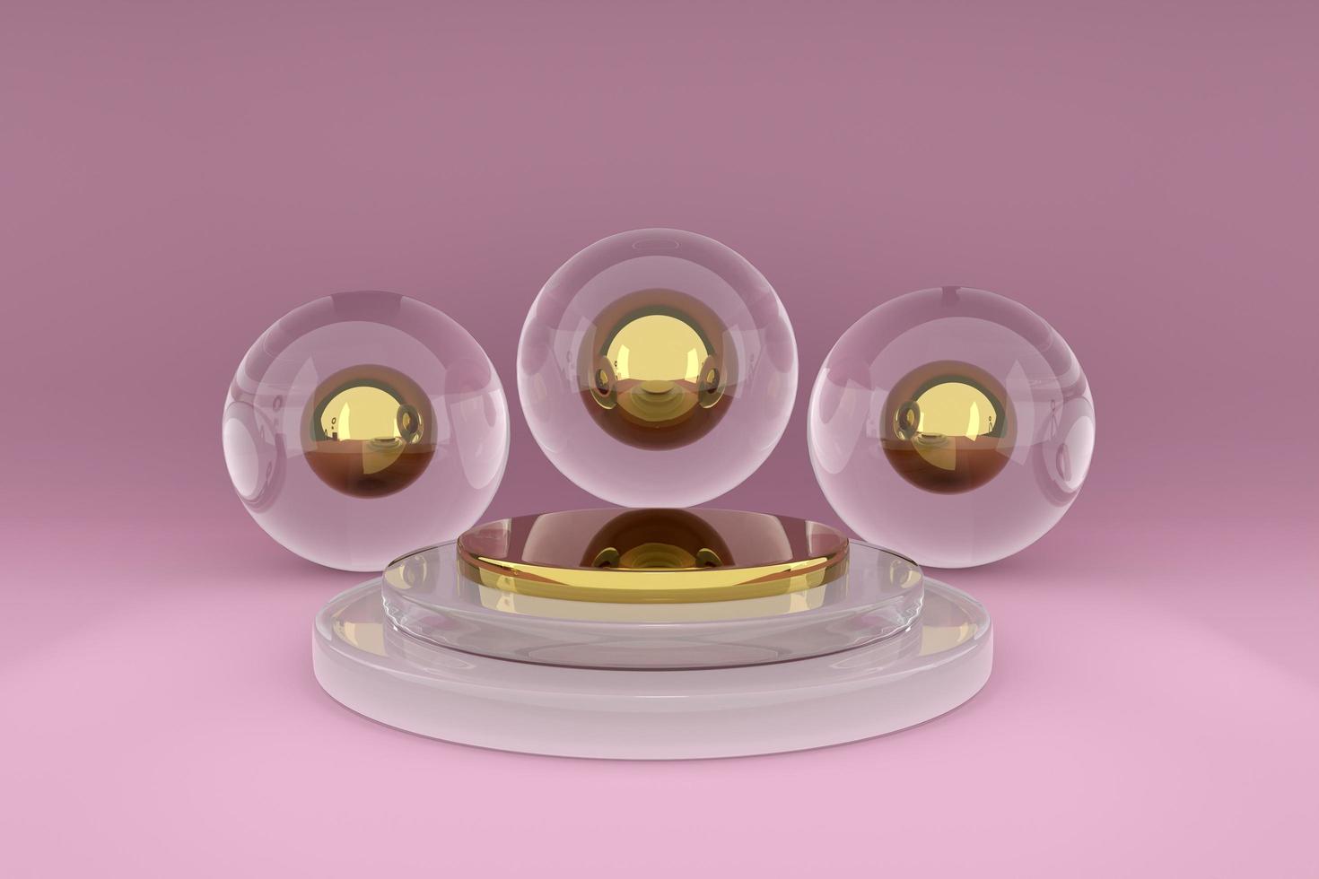 Podium with geometric shapes in pink composition ,Concept 3d illustration or 3d render photo