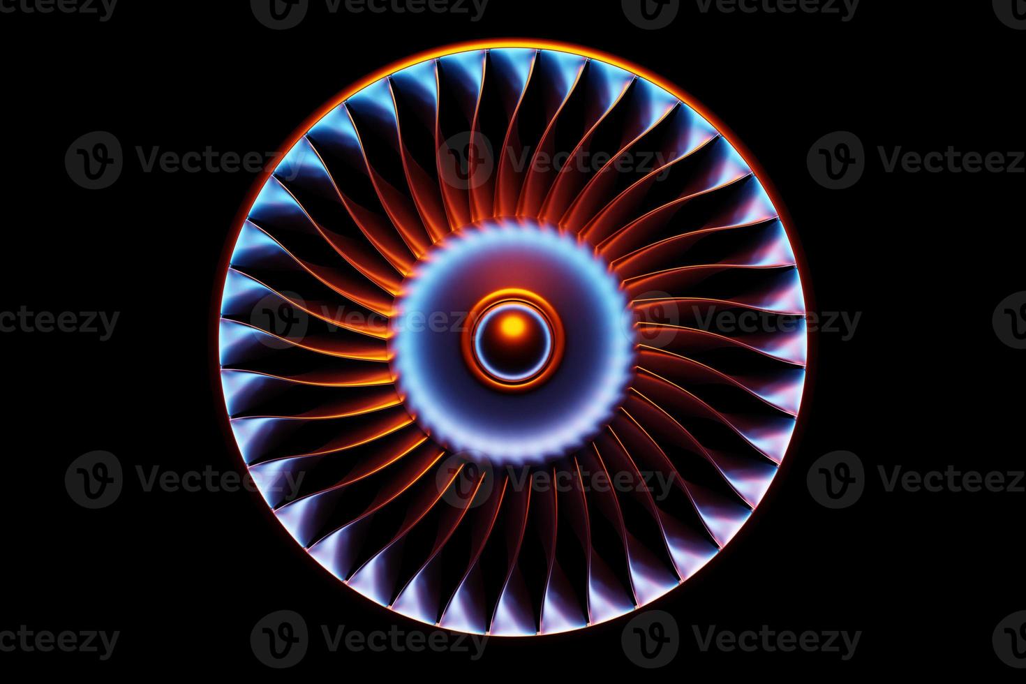 Part of rocket on the turbine  on black background, 3d illustration.futuristic part of a spacecraft turbine photo