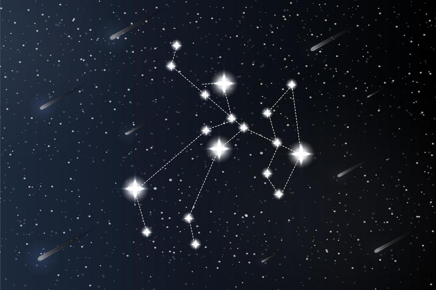 Sagitario. constelación del zodiaco en el fondo del espacio ultraterrestre. Misterio y esoterismo. Ilustración de vector de horóscopo. cartel de tarot espiritual. tarot mágico oculto y cartas de astrología