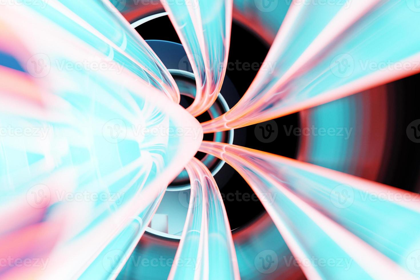 3d illustration of a portal from a circle,  walkway.  A close up of a pink round monocrome tunnel. photo