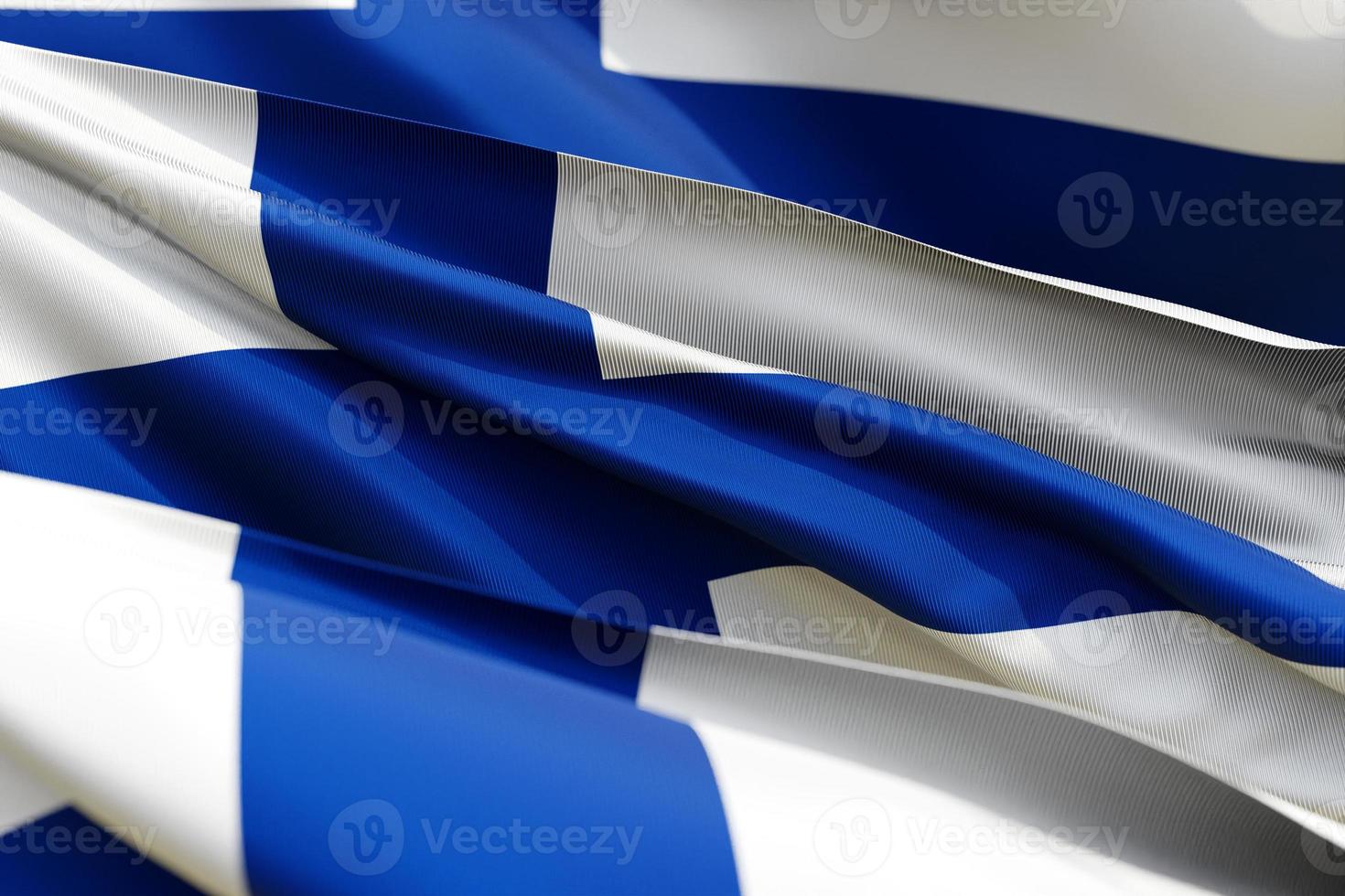 The national flag of  Finland  from textiles close up in three versions, soft focus photo