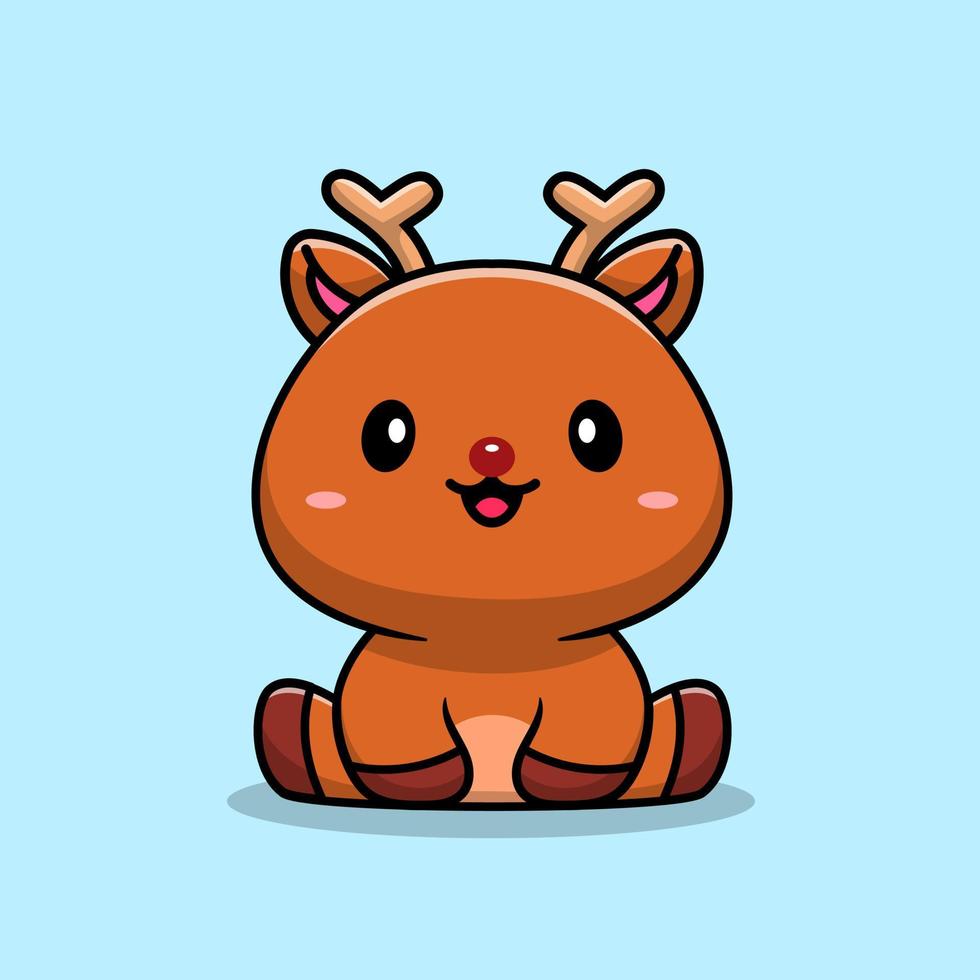 Cute Baby Deer Cartoon Vector Icon Illustration. Animal  Nature Icon Concept Isolated Premium Vector. Flat Cartoon  Style