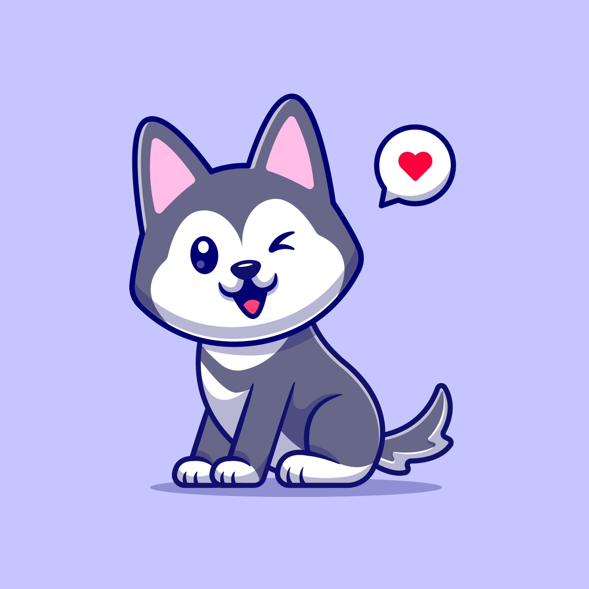 Cute Husky Dog Cartoon Vector Icon Illustration. Animal Nature Icon