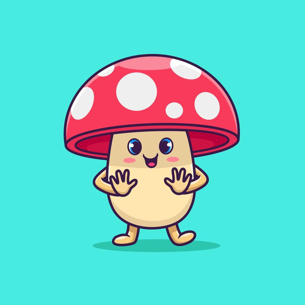 Cute Mushroom Cartoon Vector Icon Illustration. Nature  Food Icon Concept Isolated Premium Vector. Flat Cartoon  Style