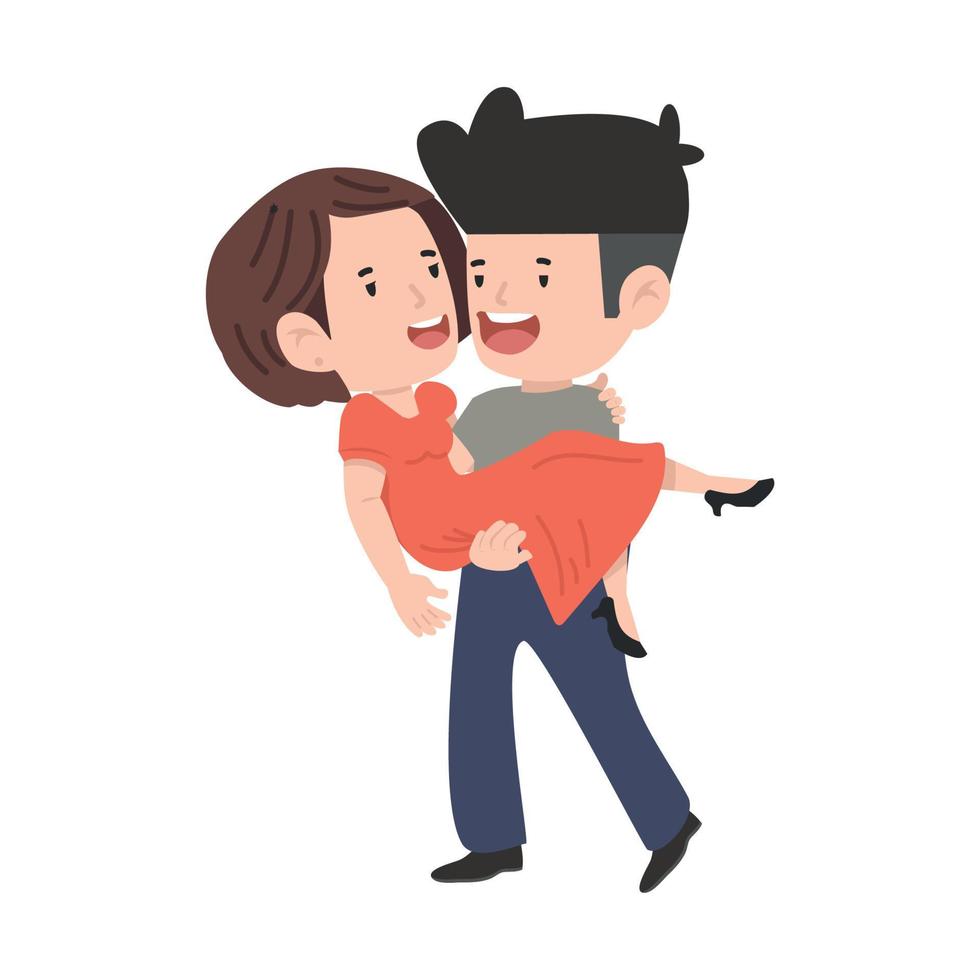 Man  holding woman on hands couple vector