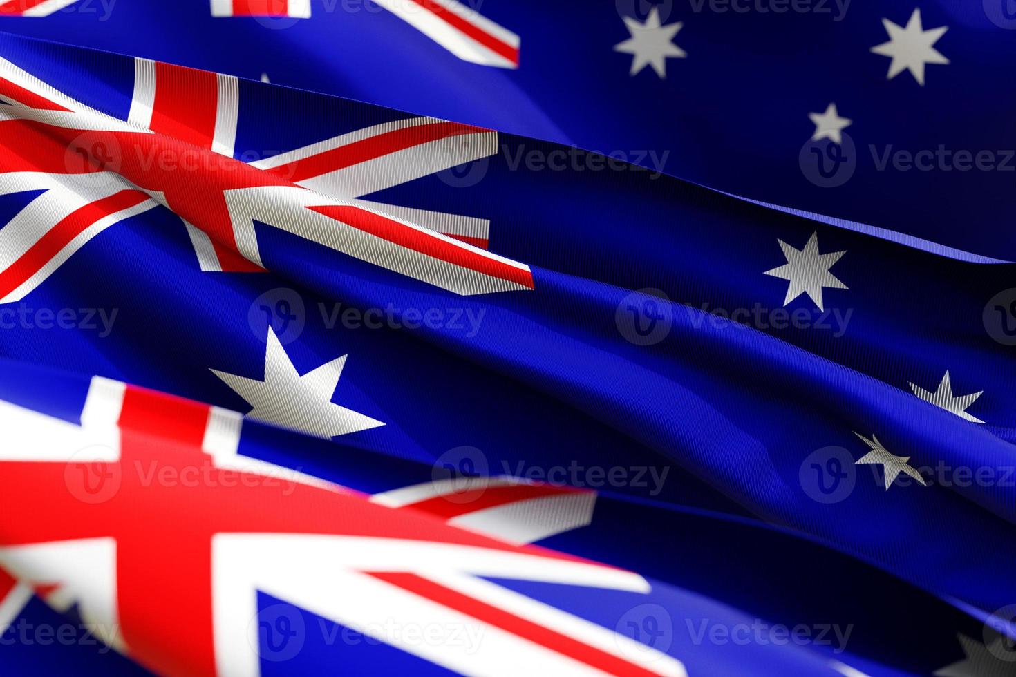 The national flag of Australia   from textiles close up in three versions, soft focus photo