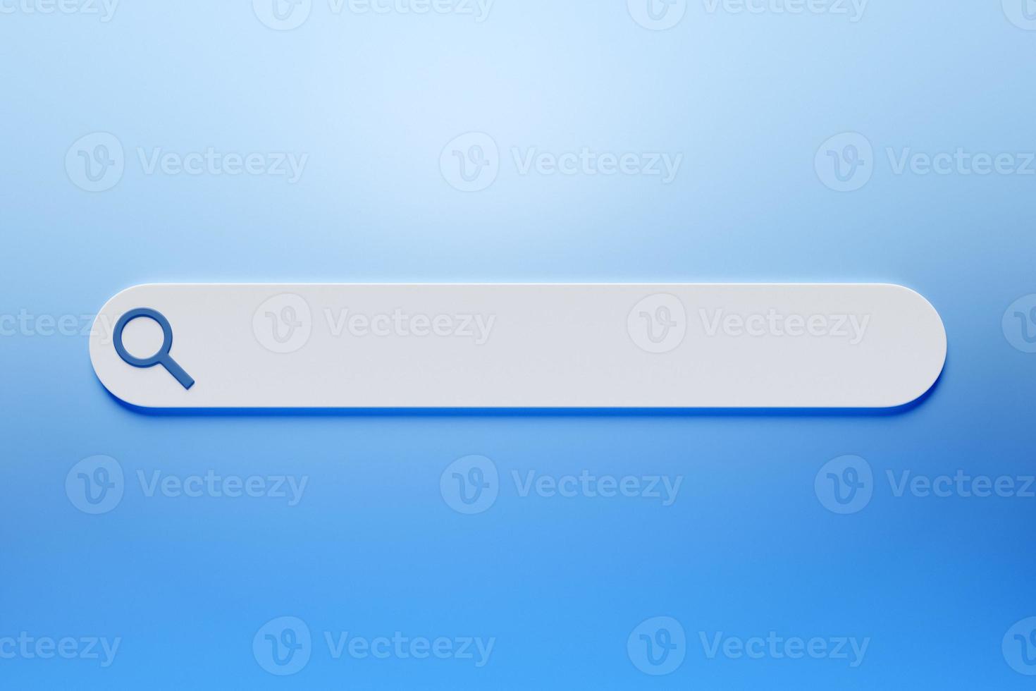 3D illustration search frame, box, panel on the internet with a magnifying glass icon on a blue background photo