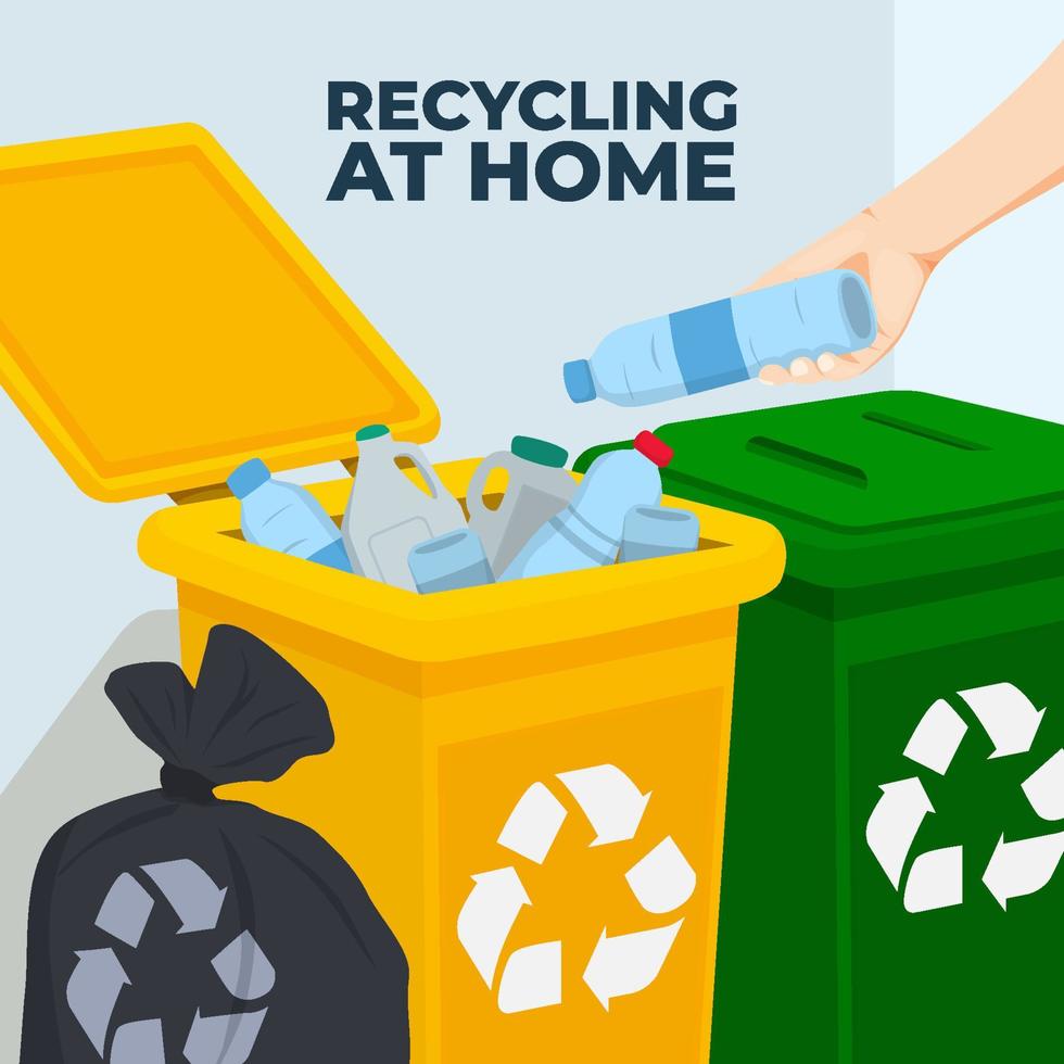 Recycling at Home Concept vector