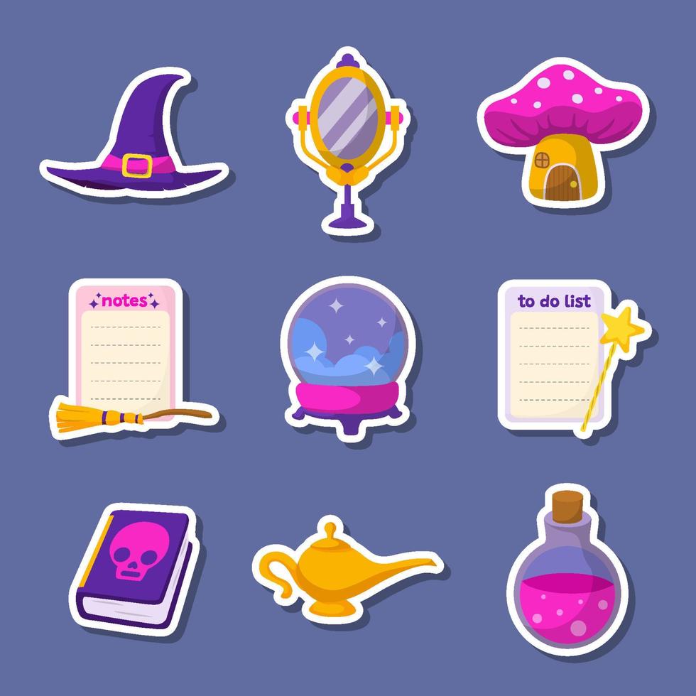 Magic Fantasy Sticker Set Collection vector