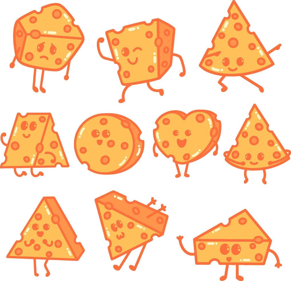 ilustración de doodle de dibujos animados de queso vector