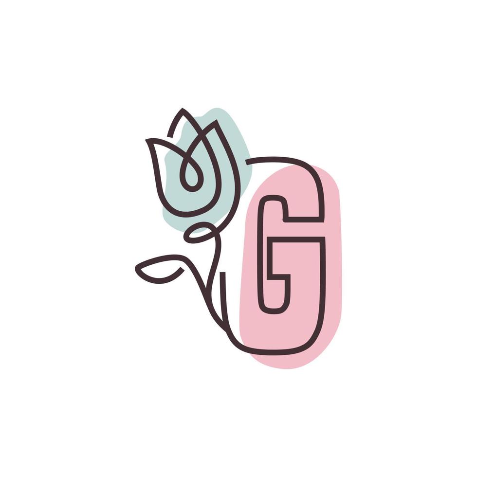 flor alfabeto g logotipo vector