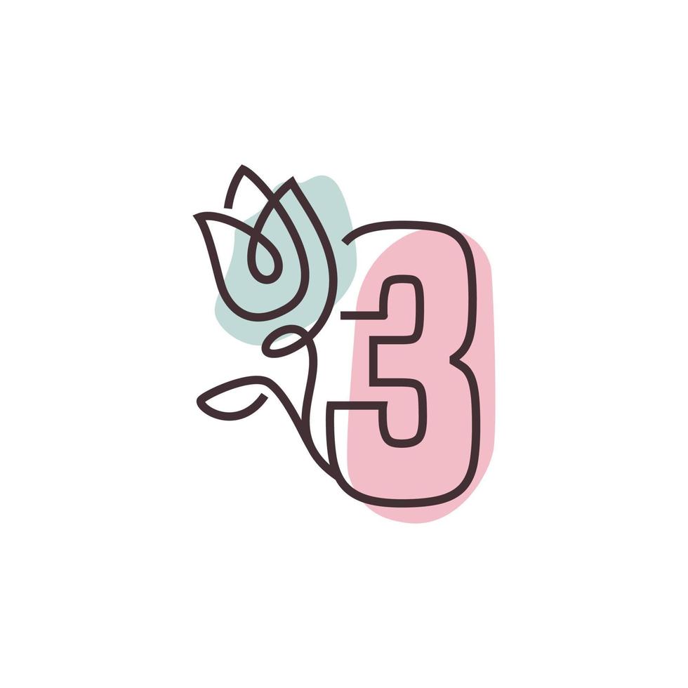 Flower Number 3 Logo vector