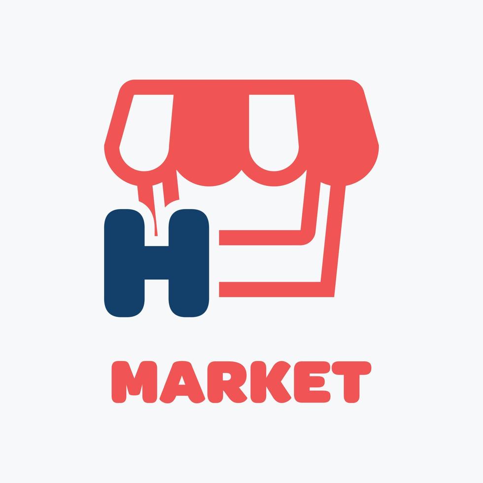 logotipo del mercado del alfabeto h vector