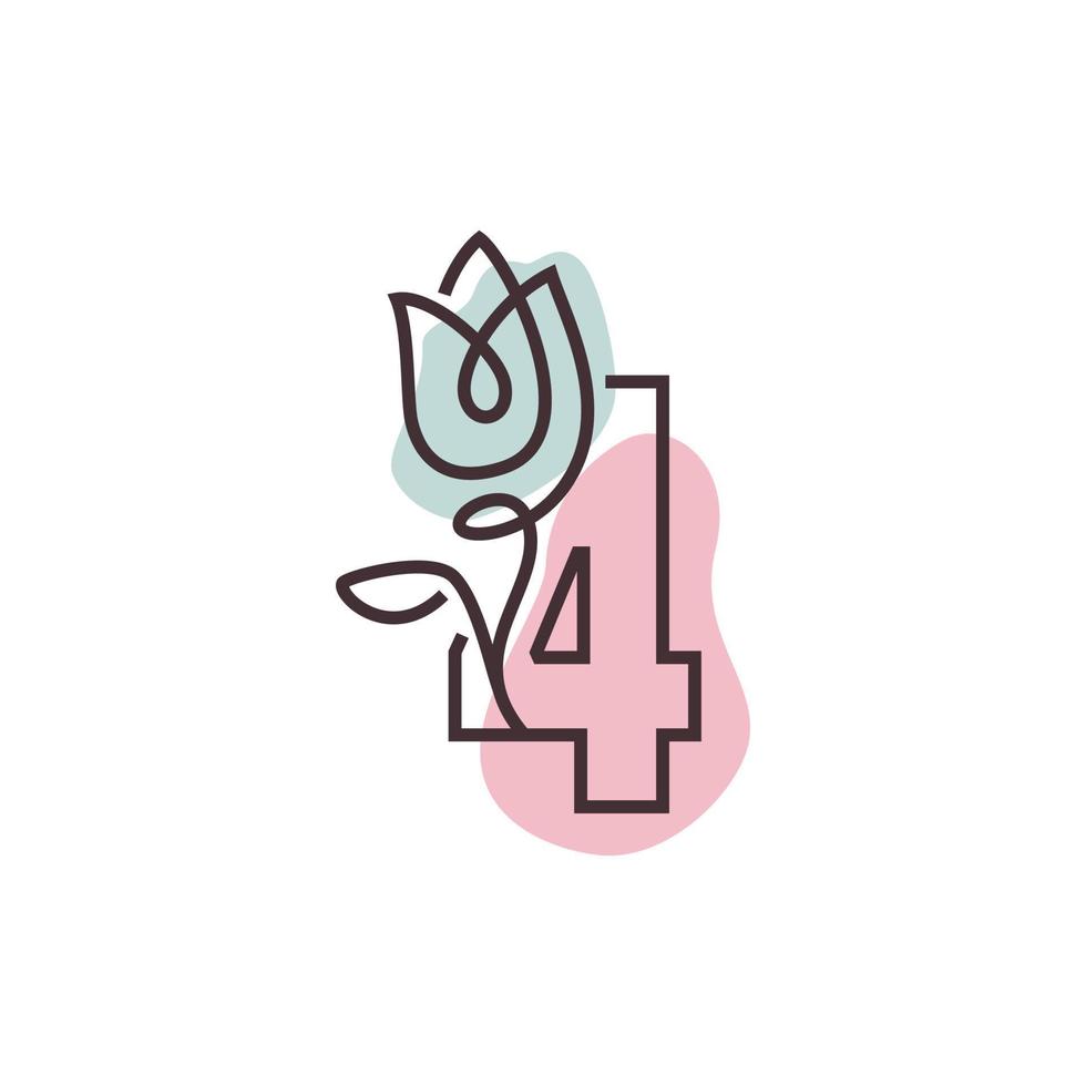 logotipo de la flor número 4 vector