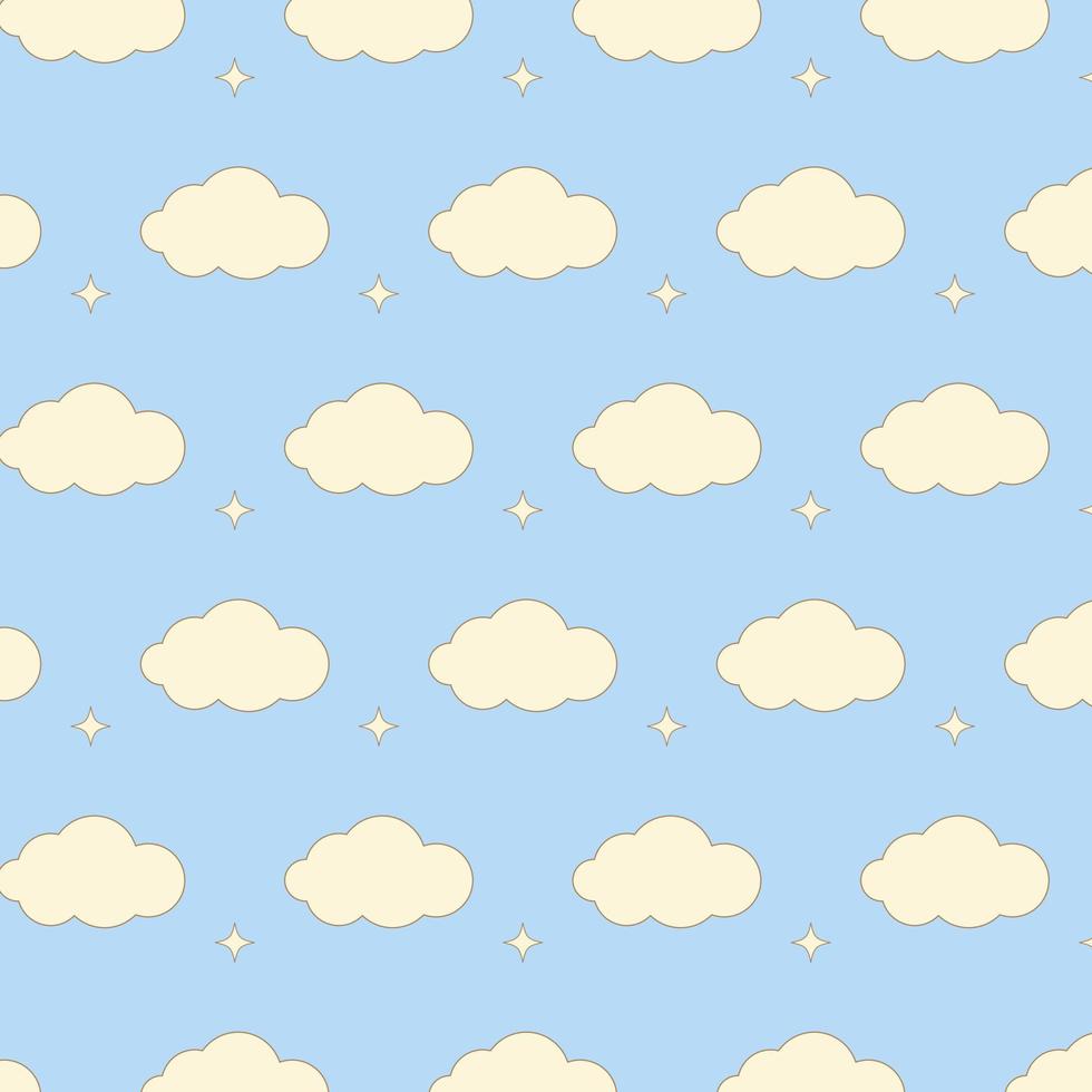 1970 trippy pattern cloud. Groovy print for graphic tee. Seamless pattern for bedclothes or kids textile design vector