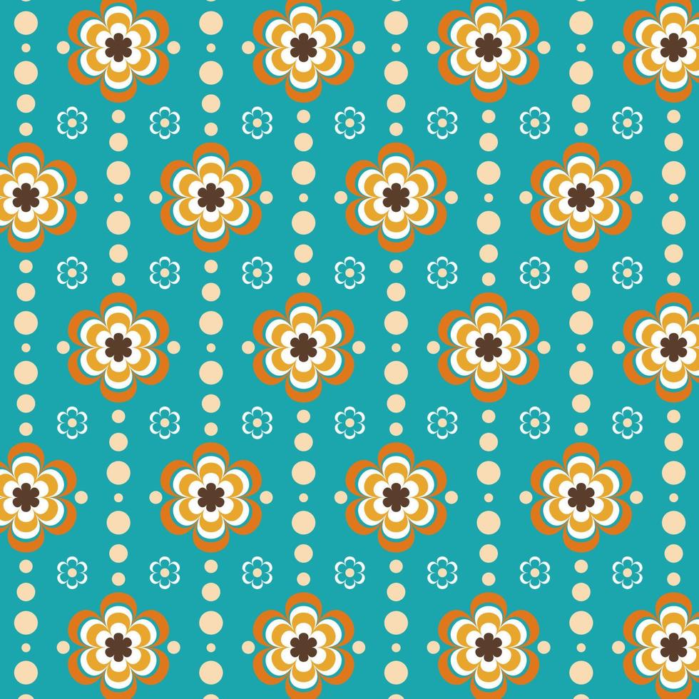 Mid century modern flowers pattern for bedding, tablecloth, oilcloth or other textile design in retro style vector