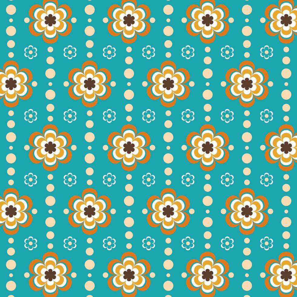 Mid century modern flowers pattern for bedding, tablecloth, oilcloth or other textile design in retro style vector