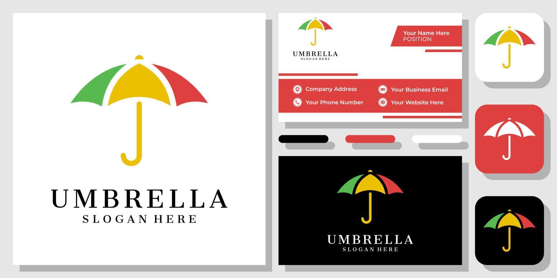 Umbrella Colorful Rain Protection Parasol Season Weather Abstract Logo Design Business Card Template vector