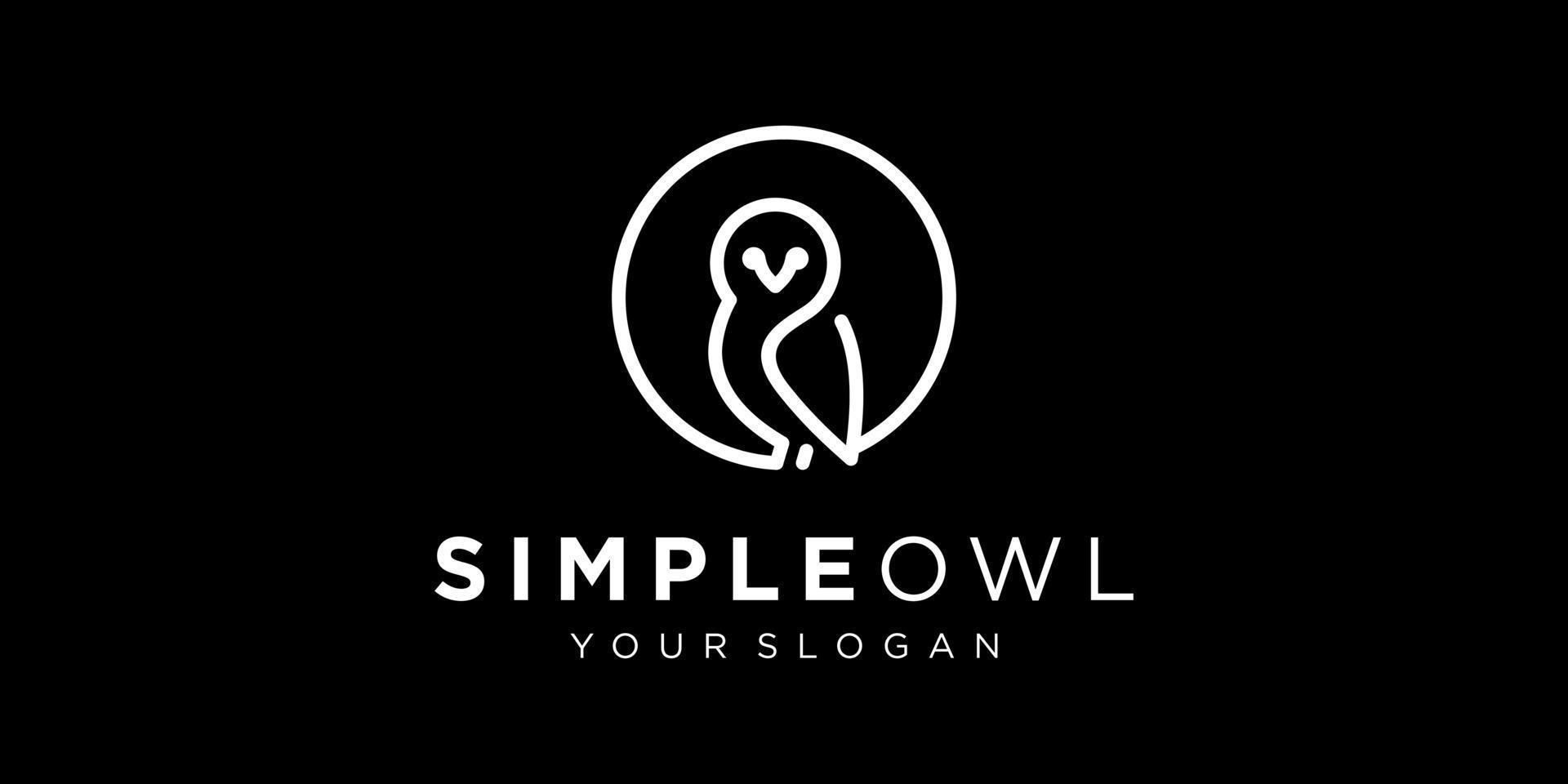 Illustration Owl Bird Simple Line Circle Shape Animal Creative Vector Logo Design