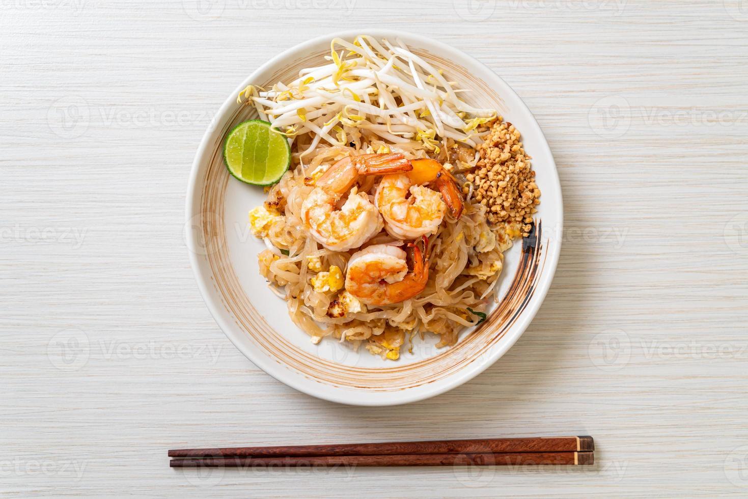 stir-fried noodles with shrimp and sprouts or Pad Thai photo