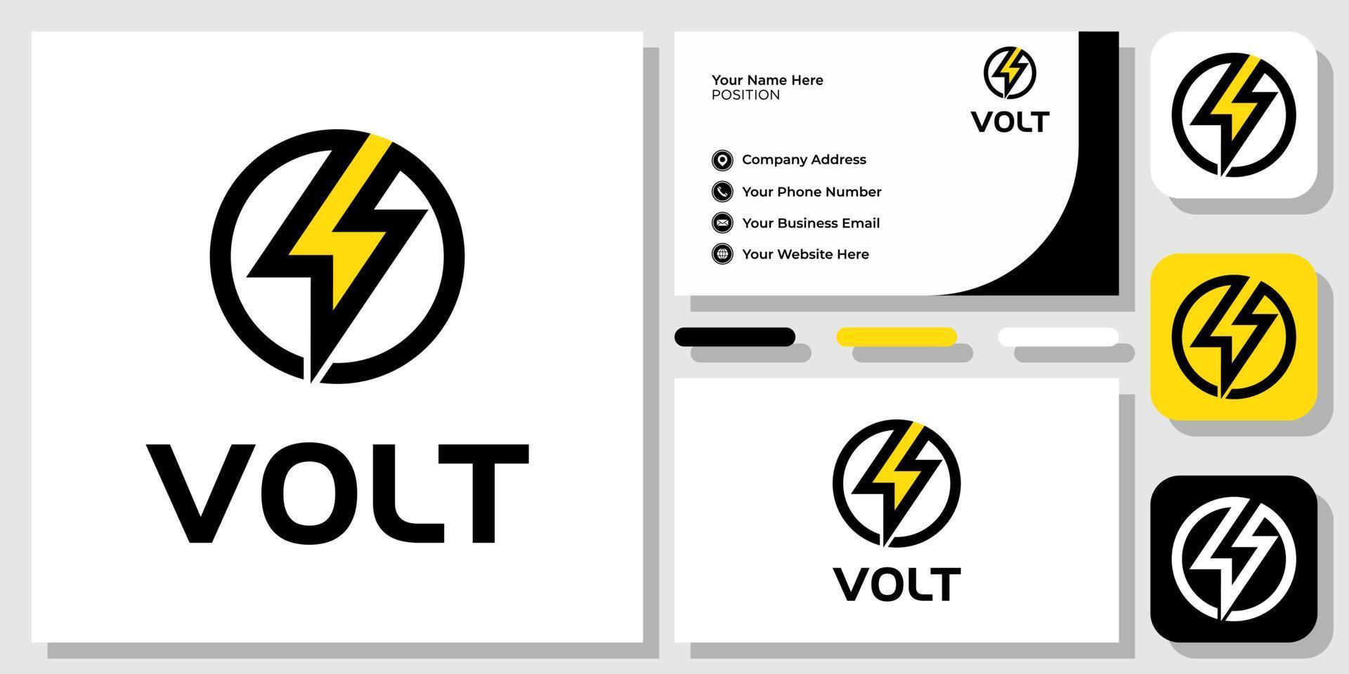 diseño de logotipo de velocidad rápida de voltaje de energía de perno de trueno de círculo de voltios con plantilla de tarjeta de visita vector