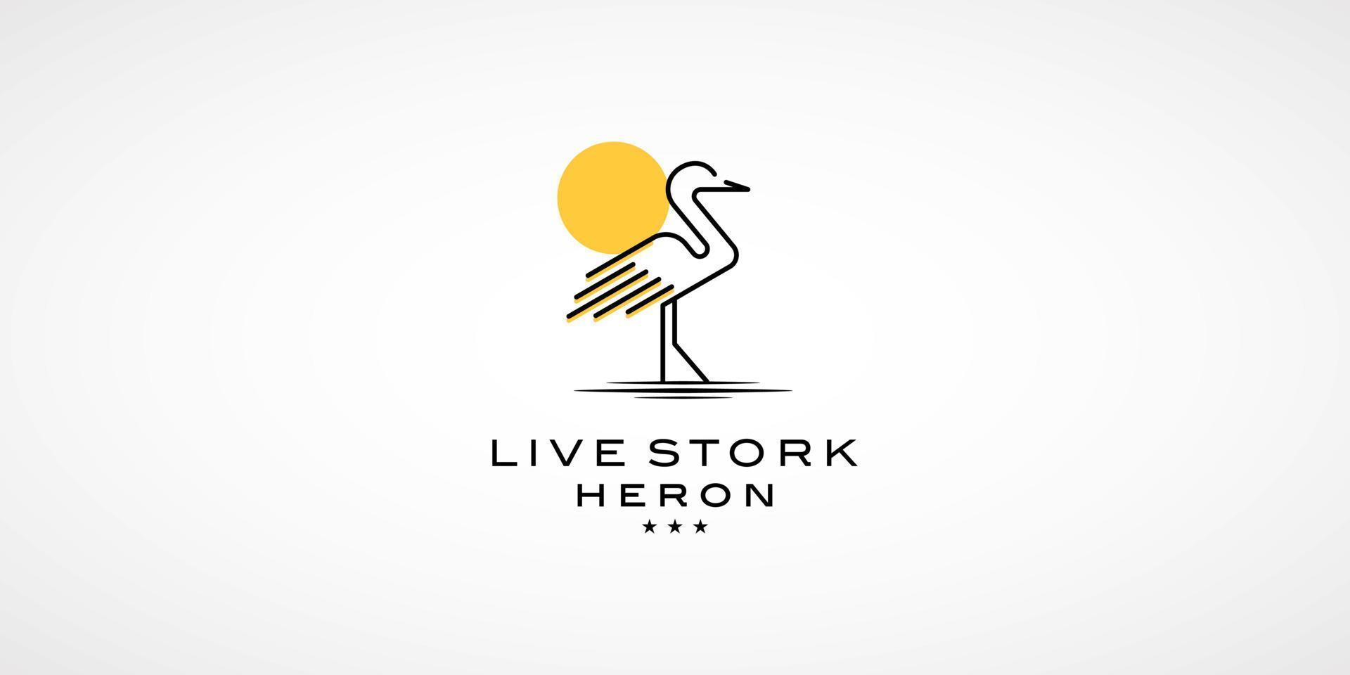 Stork Crane Heron Minimal Simple Animal Fly Bird Wing Nature Silhouette Vector Logo Design