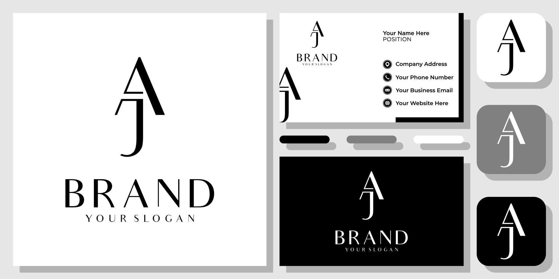 Initials Letters AJ JA Luxury Elegant Beauty Monogram Modern Logo Design with Business Card Template vector