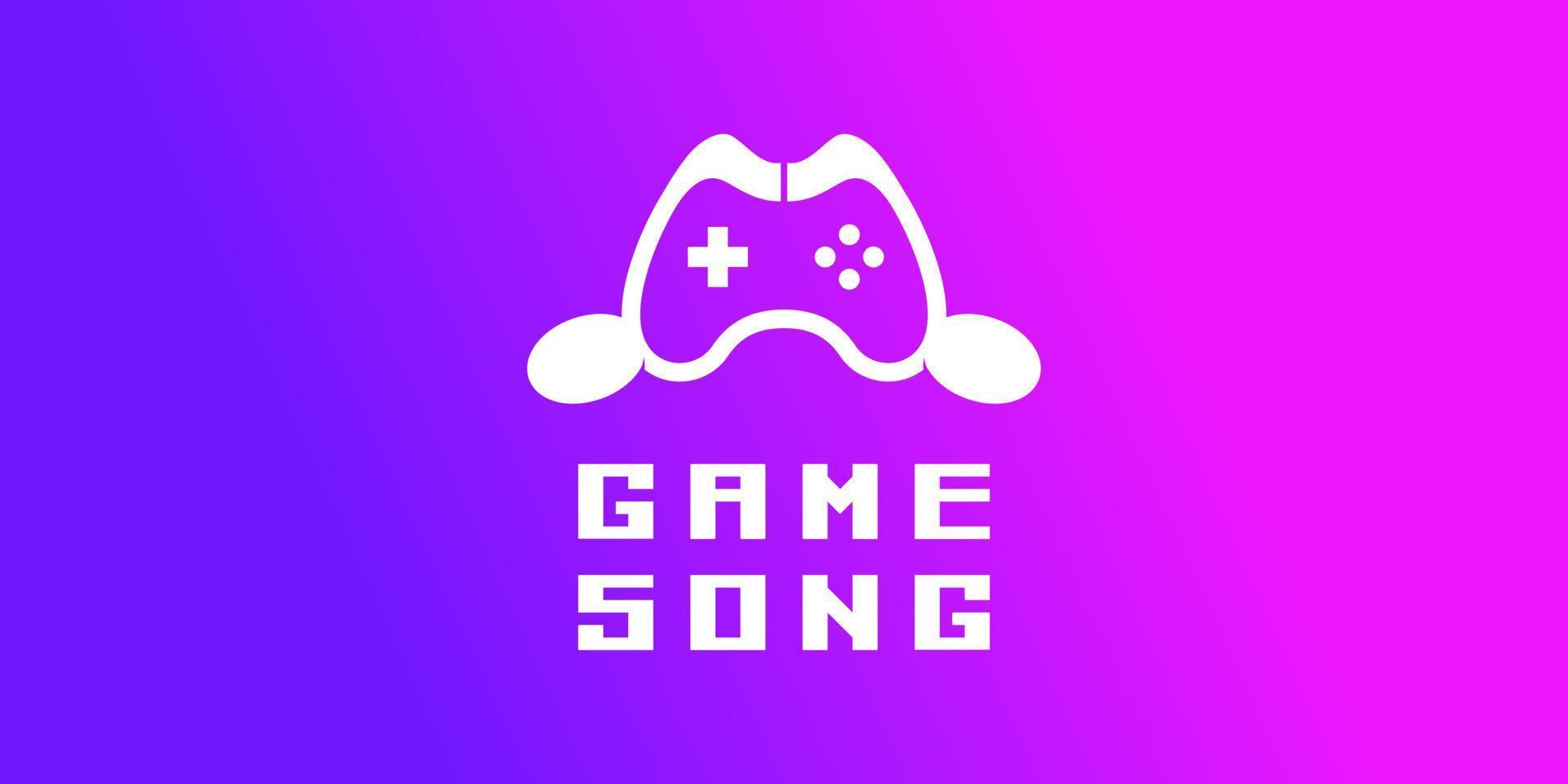 ilustración consola juego canción nota música joystick clave musical controlador de agudos vector logo diseño