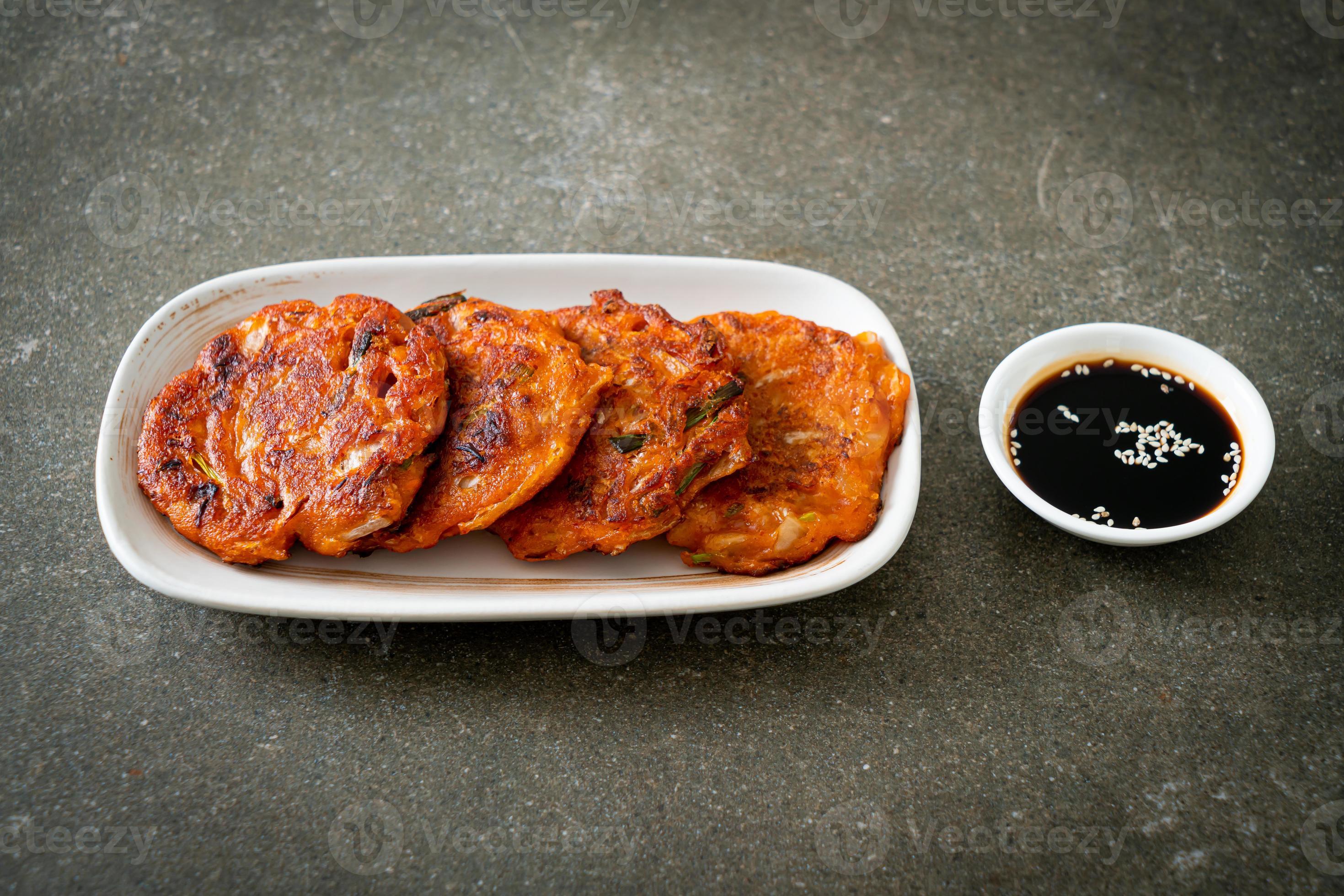 Korean Kimchi pancake or Kimchijeon Fried Mixed Egg, Kimchi, and Flour 8421934 Stock Photo at