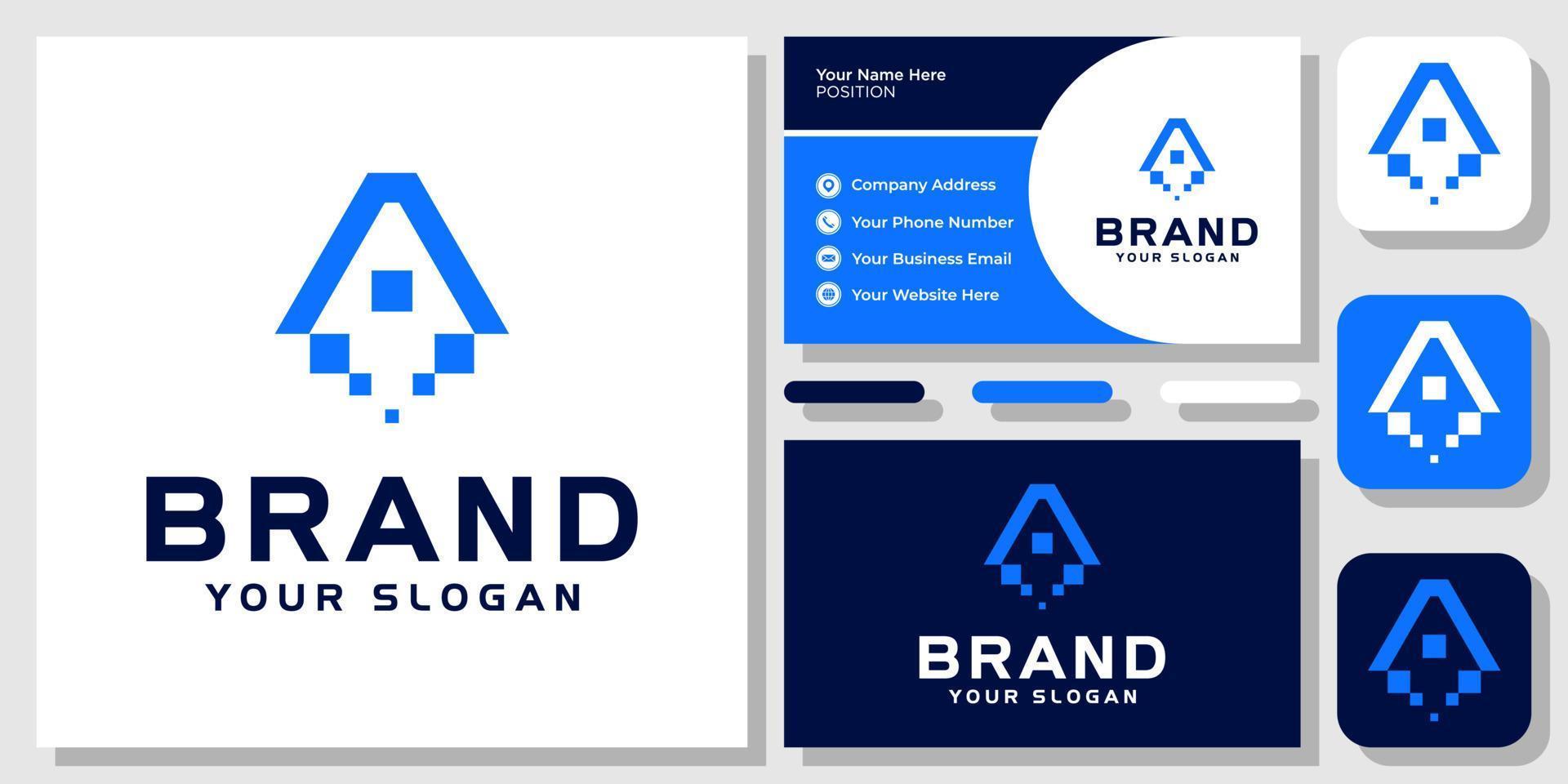 Initial Letter A Digital Technology Innovation Startup Modern Logo Design with Business Card Template vector