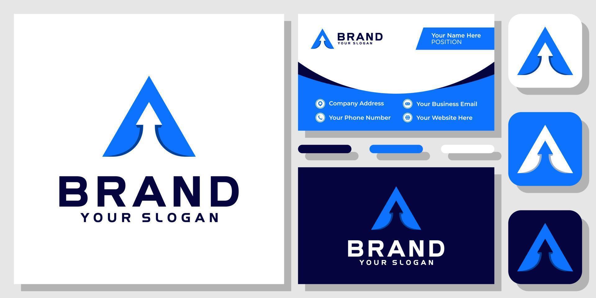 letra inicial a triángulo flecha arriba éxito crecimiento diseño de logotipo abstracto con plantilla de tarjeta de visita vector