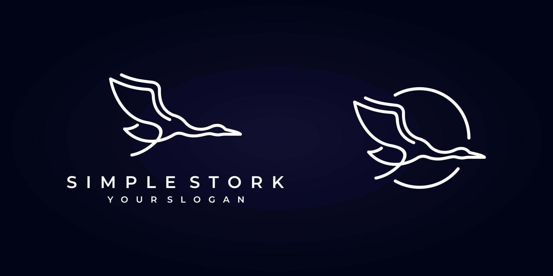 Stork Crane Heron Minimal Simple Animal Fly Bird Wing Nature Silhouette Vector Logo Design