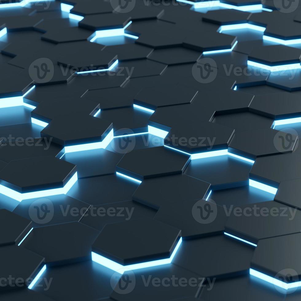 Futuristic and technological hexagonal background. 3d rendering photo