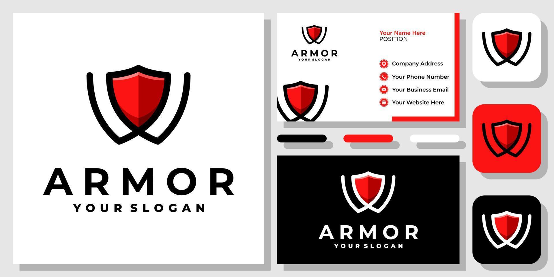 Initial Letter W Shield Protection Armor Security Guard Modern Logo Design with Business Card Template vector