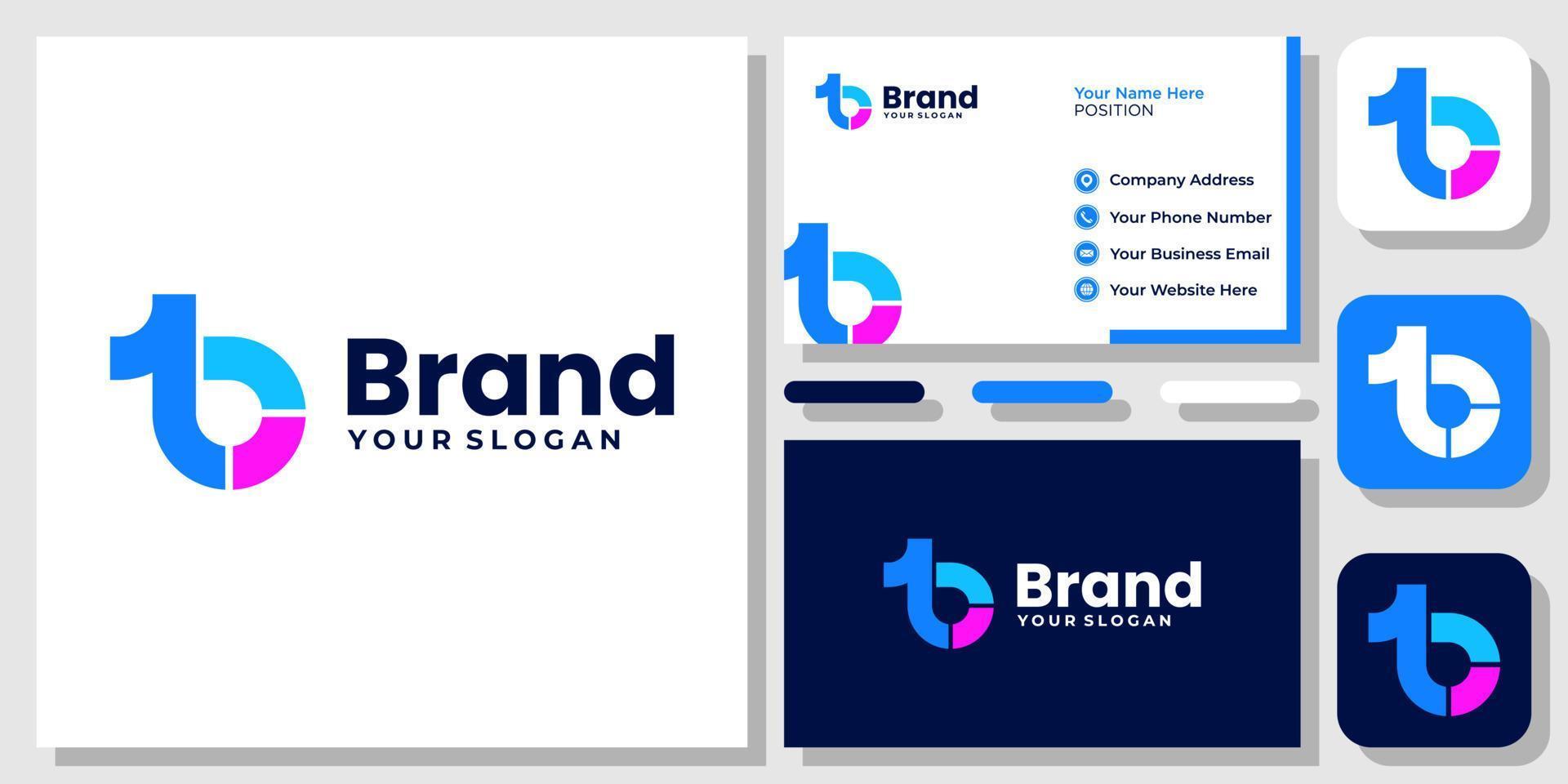 iniciales letras 1b b1 monograma moderno colorido icono azul diseño de logotipo con plantilla de tarjeta de visita vector