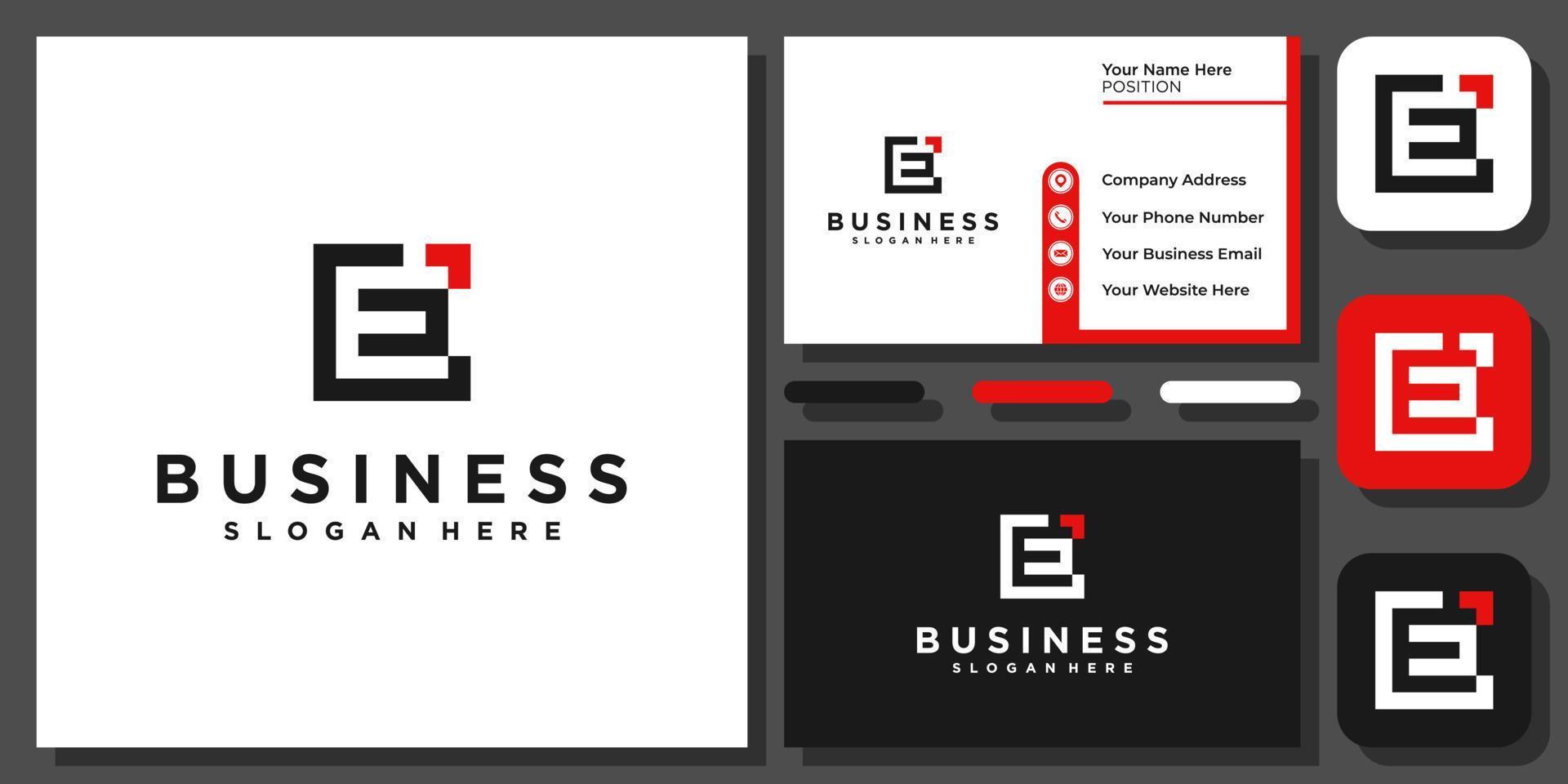 Initial Letter E Arrow Up Success Business Growth Fast Modern Vector Logo Design with Business Card