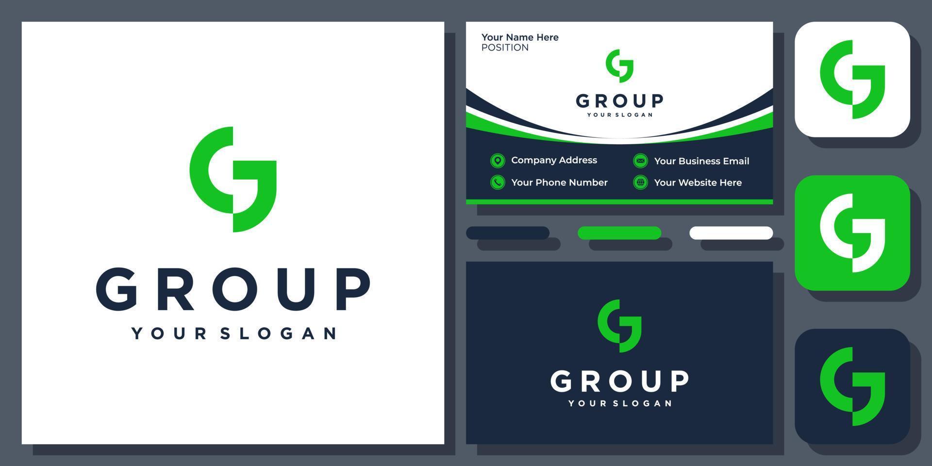 Initials Letter G Simple Unique Modern Clean Monogram Minimal Vector Logo Design with Business Card