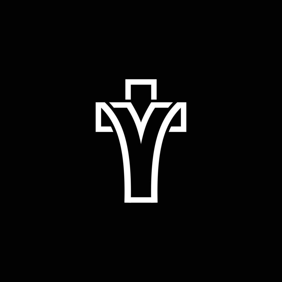 logotipo de la letra y cruz para la comunidad cristiana vector