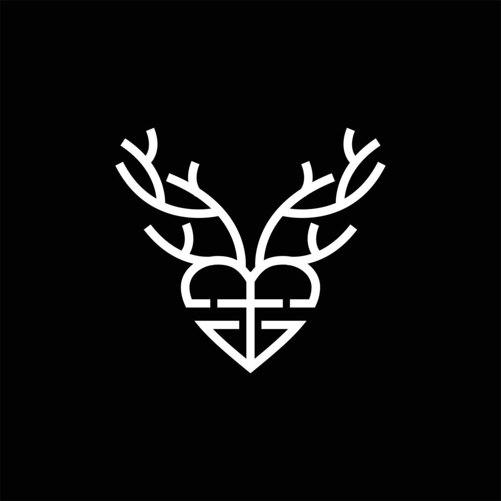 Vector design deer antlers and heart and cross design concept