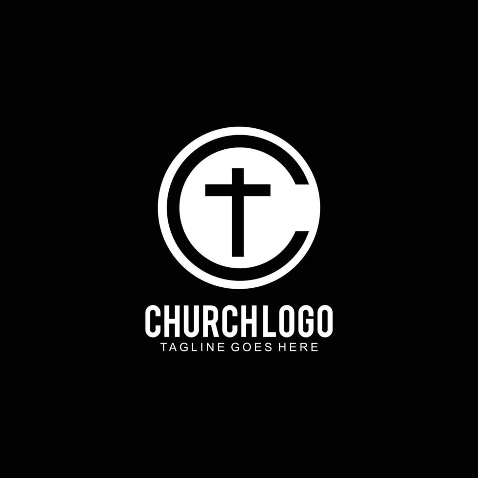 Cross logo for church design simple concept vector