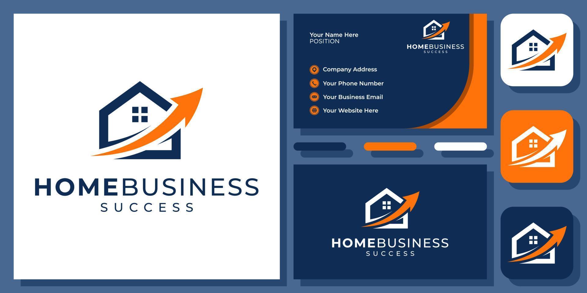 Home Success House Business Fast Real Estate Rent Investment Modern Vector Logo Design with Business Card