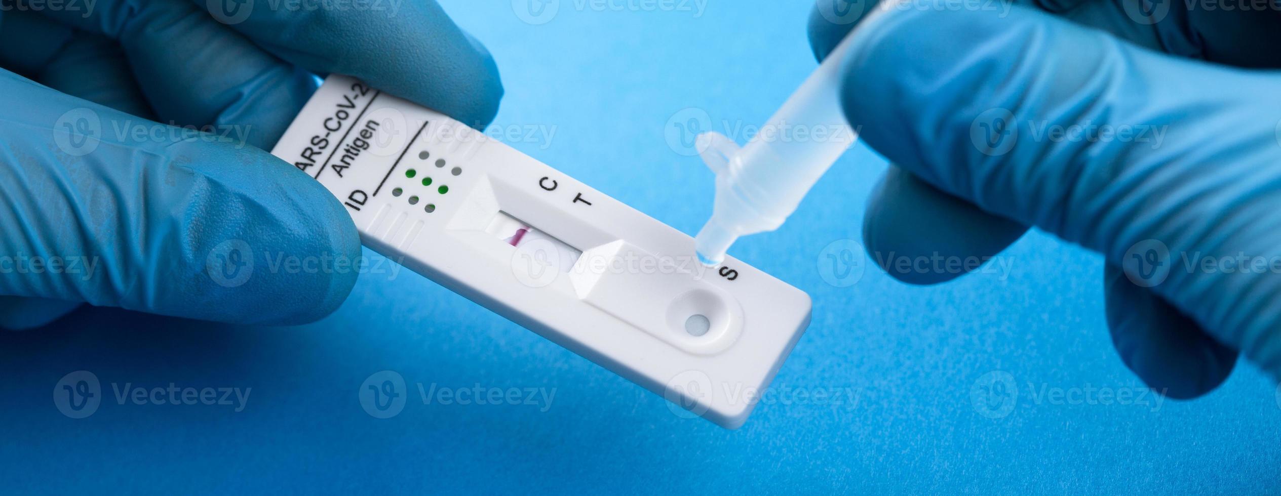 Negative test result by using rapid test device for COVID-19. photo